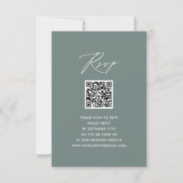 Modernes Sage Green Elegante Script QR Wedding RSV RSVP Karte