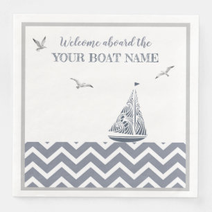 Modernes Sailboat Grau Farbschema Serviette