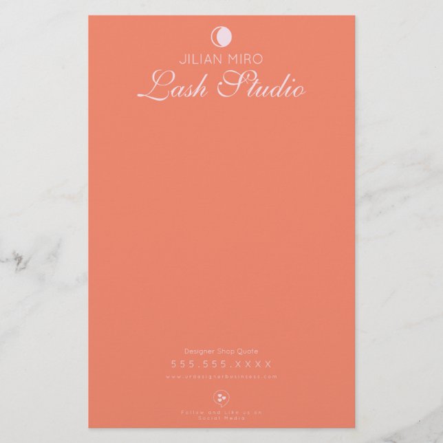 Modernes Salon Beauty Eyelash Studio Briefpapier (Vorderseite)