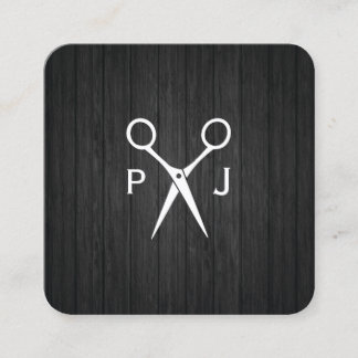 Modernes Salon Shears Monogramm (Holz) Quadratische Visitenkarte