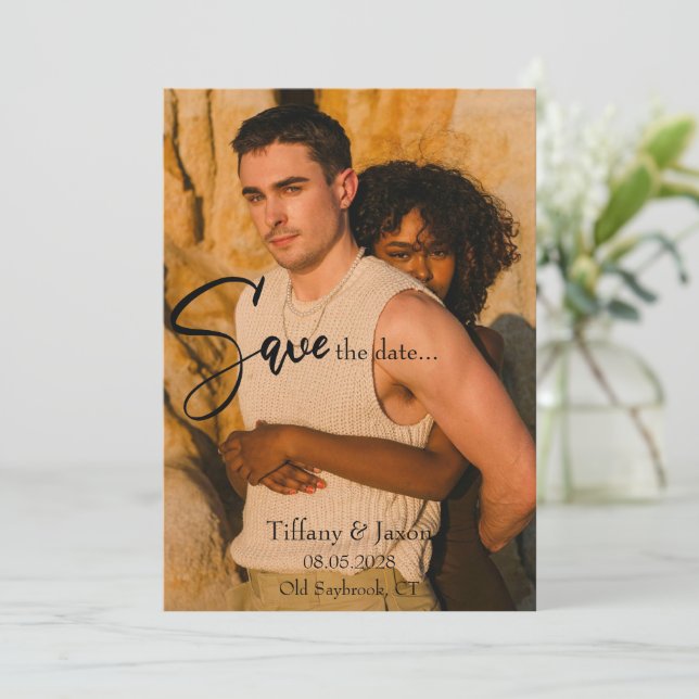 Modernes Save the Date Einladung (Stehend Vorderseite)