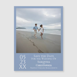 Modernes Save the Date Foto Dusty Blue Magnet