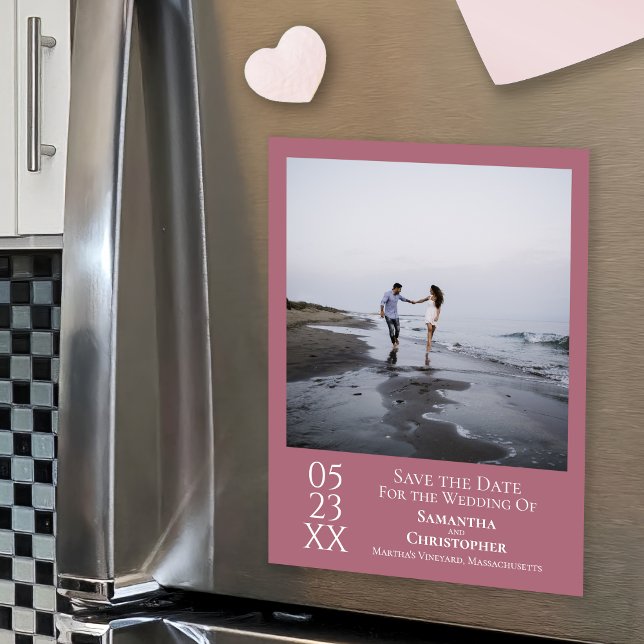 Modernes Save the Date Foto Dusty Rose Magnet (Von Creator hochgeladen)