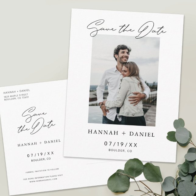 Modernes Save the Date Foto Hochzeitsplanung Einladungspostkarte (Von Creator hochgeladen)
