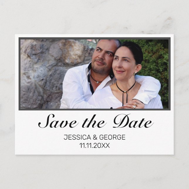 Modernes Save the Date Hochzeitseinladungs-Foto Postkarte (Vorderseite)
