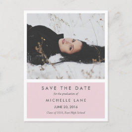 Modernes Save the Date mit rosa Foto Ankündigungspostkarte