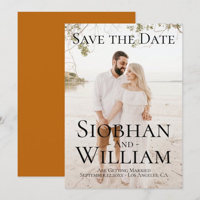 Modernes, Save the Date Personalisiertes Foto Einladung (Vorne/Hinten)