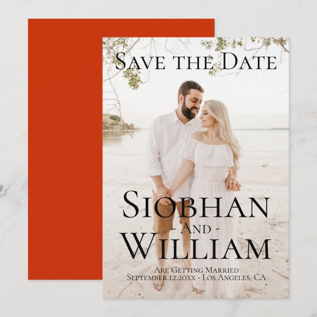 Modernes, Save the Date Personalisiertes Foto Einladung (Vorne/Hinten)