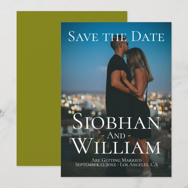 Modernes, Save the Date Personalisiertes Foto Einladung (Vorne/Hinten)