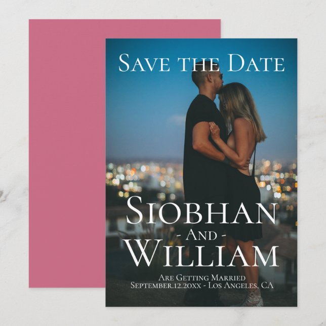 Modernes, Save the Date Personalisiertes Foto Einladung (Vorne/Hinten)