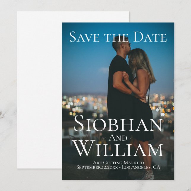 Modernes, Save the Date Personalisiertes Foto Einladung (Vorne/Hinten)
