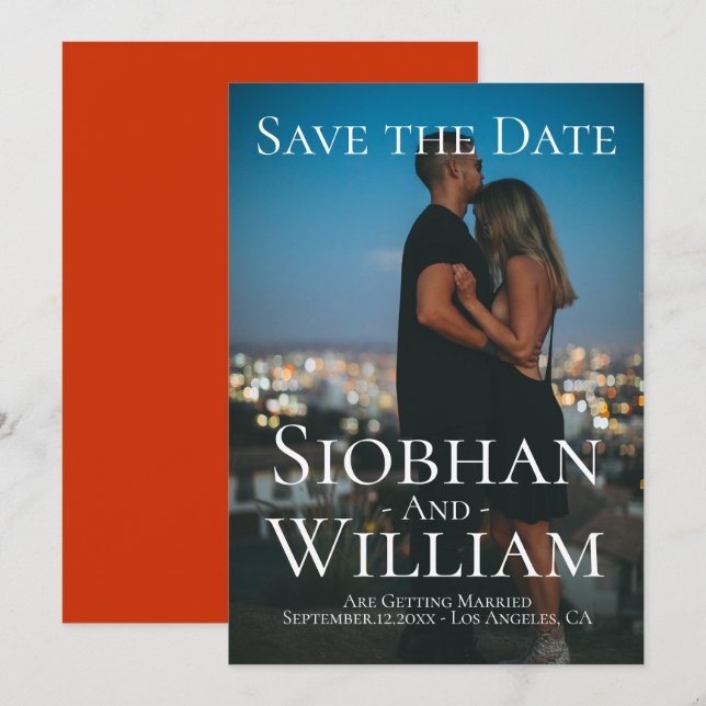 Modernes, Save the Date Personalisiertes Foto Einladung (Vorne/Hinten)