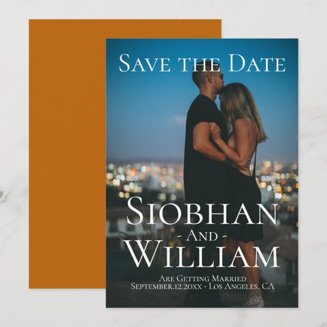 Modernes, Save the Date Personalisiertes Foto Einladung (Vorne/Hinten)