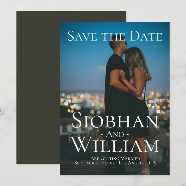 Modernes, Save the Date Personalisiertes Foto Einladung (Vorne/Hinten)