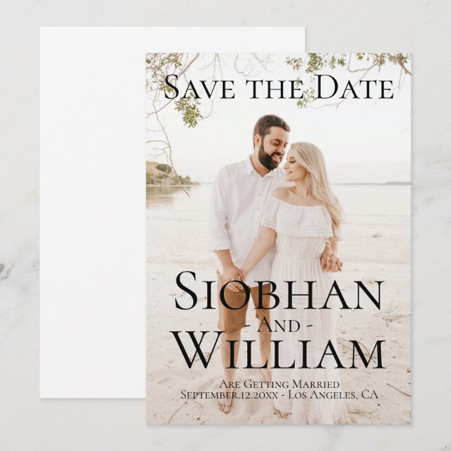 Modernes, Save the Date Personalisiertes Foto Einladung (Vorne/Hinten)