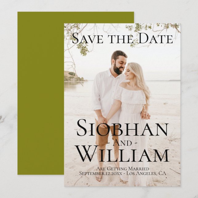 Modernes, Save the Date Personalisiertes Foto Einladung (Vorne/Hinten)