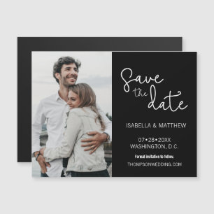 Modernes Save the Date Typografie Custom Foto Magneteinladung