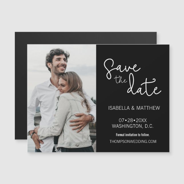 Modernes Save the Date Typografie Custom Foto Magneteinladung (Vorne/Hinten)