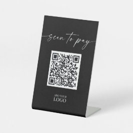 Modernes Scan zur Bezahlung von QR-Code-Pedestzeic Sockelschild