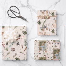 Modernes Scandi Boho Neutral frohe Weihnachts-Foto