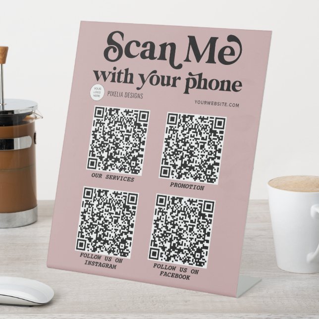 Modernes, scannbares QR-Code-Netzwerk Trendy-Zeich Sockelschild (In Situ)