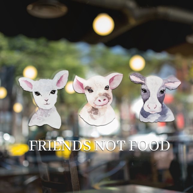 Modernes Schaufenster Vegan | Freunde ohne Nahrung Fensteraufkleber (Von Creator hochgeladen)