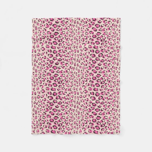 Modernes, schick rosa Geäthermuster-Monogramm Fleecedecke (Vorderseite)