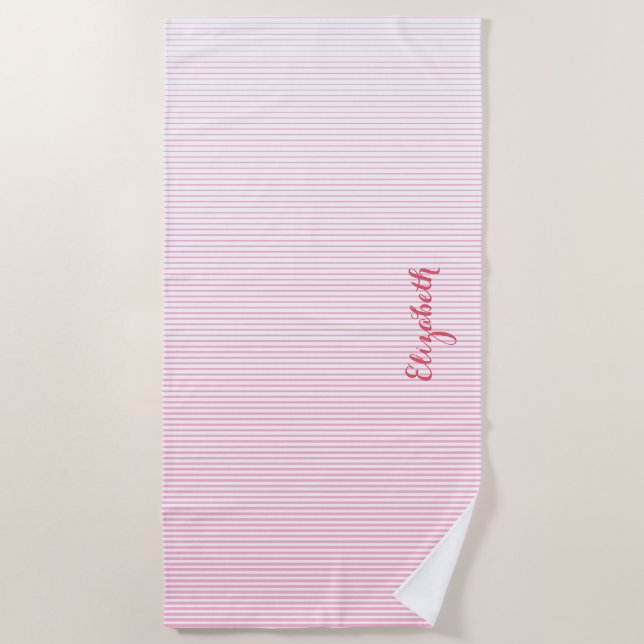 Modernes, schick rosa Mit Monogramm Schwimmbad Strandtuch (Vorderseite)