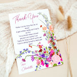Modernes, schicke Brautparty für wild lebende Blum Dankeskarte<br><div class="desc">Elegante moderne Sommer-Blume Illustration mit hübscher wilder Blume und Pinsel-Skript-Brautparty danke Ihnen mit einer modernen Kalligraphie Typografie mit Rot,  lila,  Rosa,  Terrakotta Blume.</div>