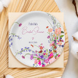 Modernes, schicke Brautparty für wild lebende Blum Pappteller<br><div class="desc">Unsere schicke Boho Elegante moderne Sommer-Blume Illustration mit hübscher wilder Blume und Pinsel Drehbuch Brautparty Platte mit einer modernen Kalligraphie Typografie mit rot,  lila,  rosa,  Terracotta Blume ist perfekt für Ihr Brautparty.</div>