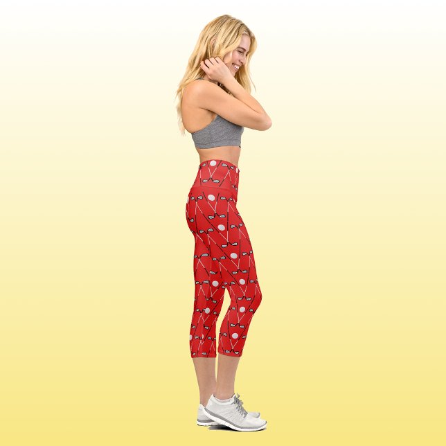 Modernes, schicke Golfmuster Rote Capri Leggings (Von Creator hochgeladen)