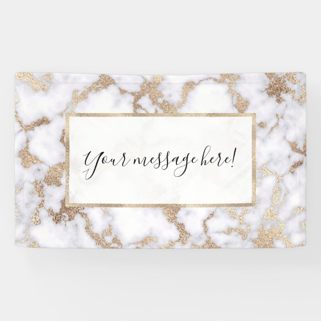 Modernes, schicke Muster aus weißem Goldfolie Banner (Horizontal)