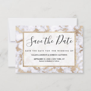 Modernes, schicke Muster aus weißem Goldfolie Save The Date