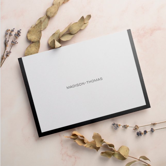 Modernes, schicke schwarze Border-Geschirr Mitteilungskarte (Von Creator hochgeladen)