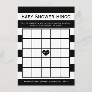 Modernes, schicker Black & White Baby Dusche Bingo Einladung