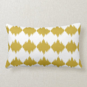 Modernes schickes Gold und weißes ikat Kissen
