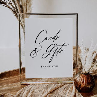 Modernes Schild mit minimalen Karten und Geschenke