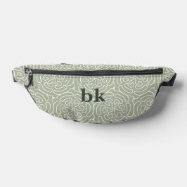 Modernes, schlängelgrünes Muster mit Monogramm Bauchtasche