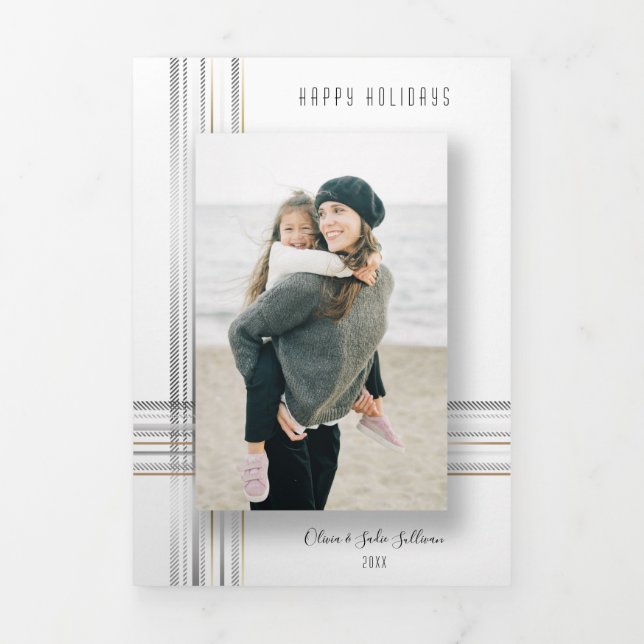 Modernes, schlankes Gold und Silver Drop Shadow Fo Dreifach Gefaltete Karte (Cover)