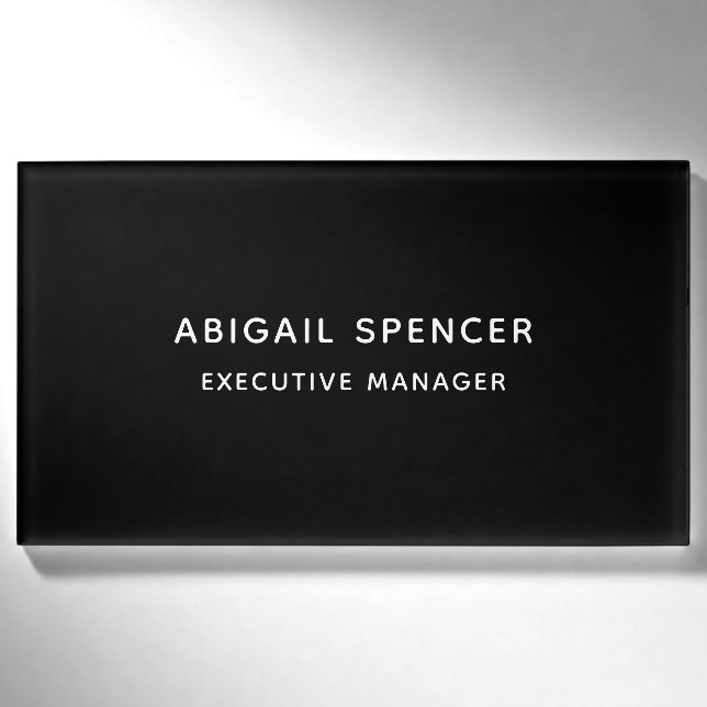 Modernes Schlicht Einfaches Schwarz-weißes Berufli Namenschild (Vorderseite)