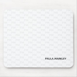 Modernes, Schlicht-weißes Monogramm-Muster Mousepad
