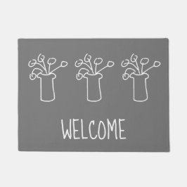 Modernes, schlichtes Design der Blume in Weiß Fußmatte