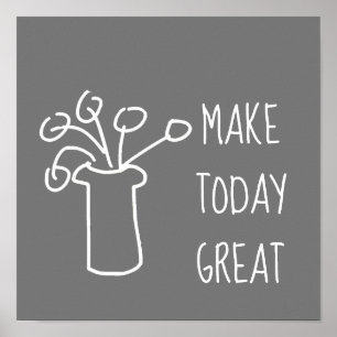 Modernes, schlichtes Design der Blume in Weiß Poster