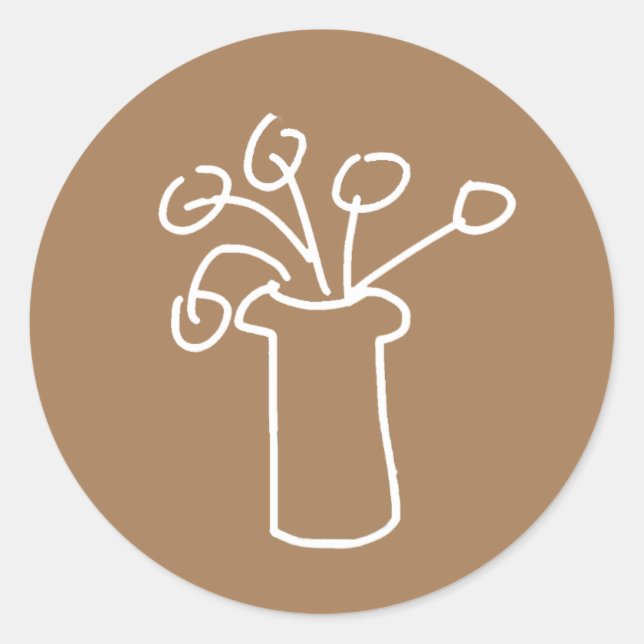 Modernes, schlichtes Design der Blume in Weiß Runder Aufkleber (Vorderseite)