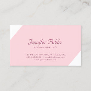 Modernes, schlichtes, elegantes rosa Template Visitenkarte
