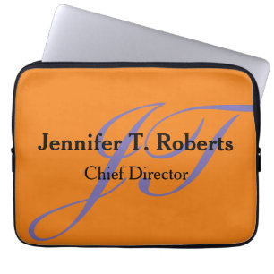 Modernes, schlichtes Grau-Script-Monogramm Laptopschutzhülle