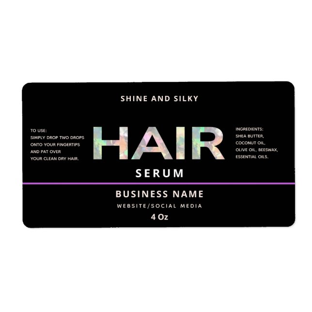 Modernes, schlichtes Haar-Serumlabel (Vorne)