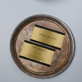 Modernes, schlichtes Metallisches Gold und Schwarz Visitenkarte