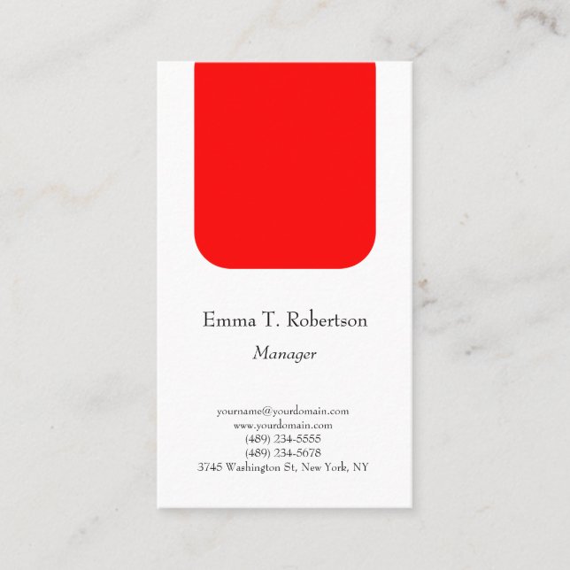 Modernes, schlichtes, minimalistisches Rot Visitenkarte (Vorderseite)