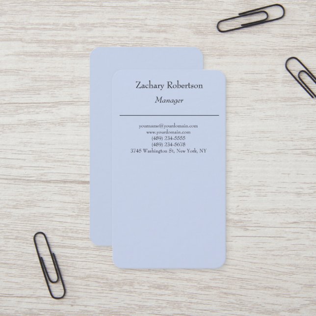 Modernes, schlichtes, schlicht-minimalistisches Bl Visitenkarte (Vorderseite/Rückseite Beispiel)